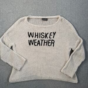 Wooden Ships "Whiskey Weather" Sweater Women's Small Beige Open Knit Boxy